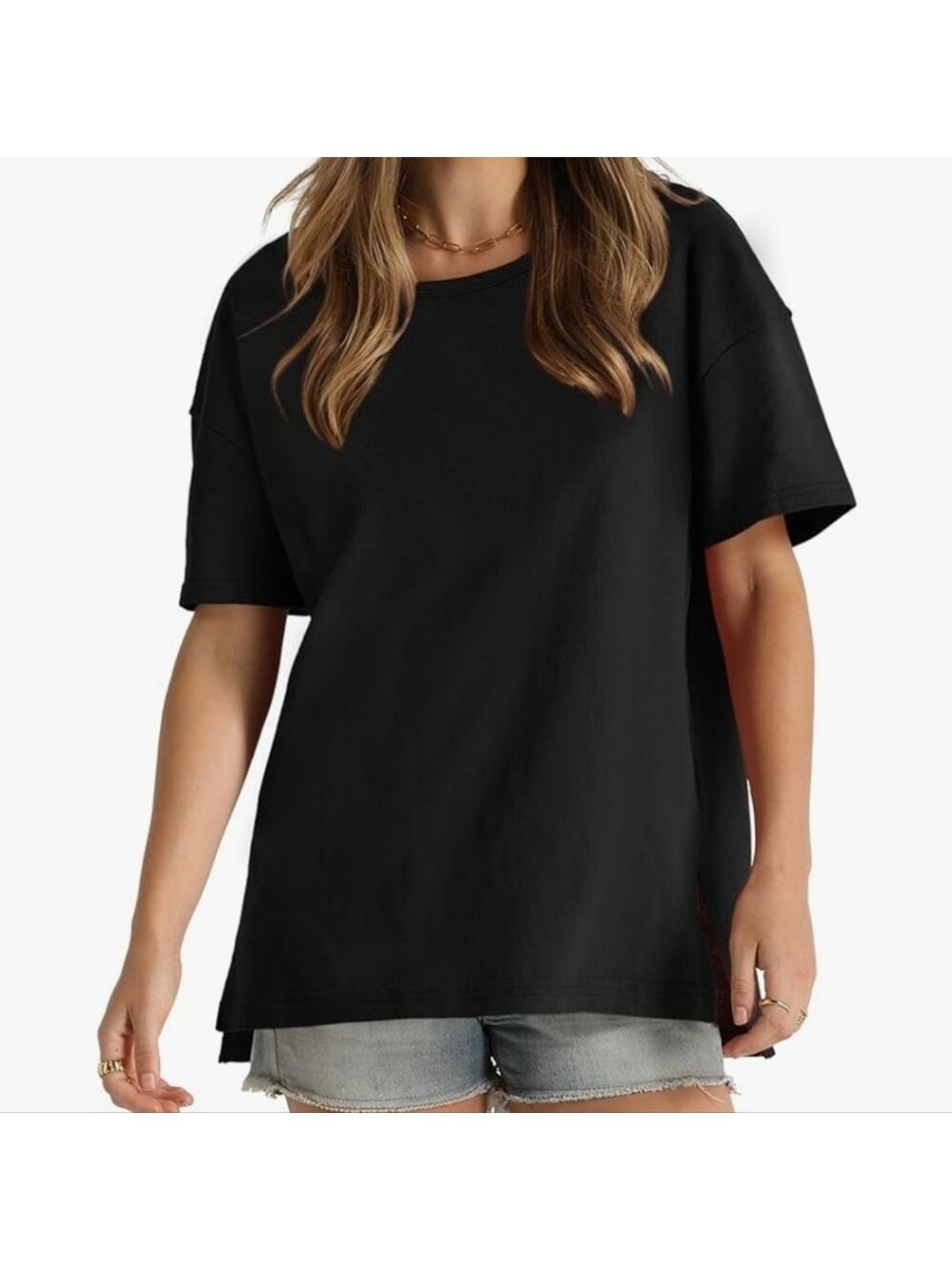 WIHOLL Summer Tops for Women Short Sleeve Cotton T-Shirts Loose Fit Basic Tees S